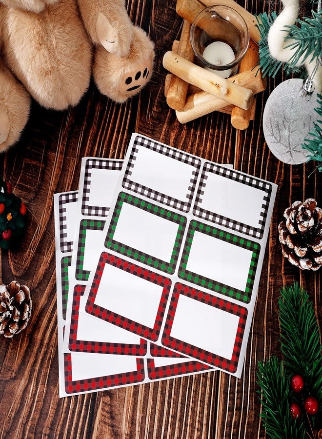 Whaline 240Pcs Christmas Name Tag Stickers Buffalo Plaid Gift Labels 3 Colors Xmas Paper Gift Tag Sticker Self-Adhesive for Winter Holiday Birthday Wrap Decor, 2 x 3 in - Image 3